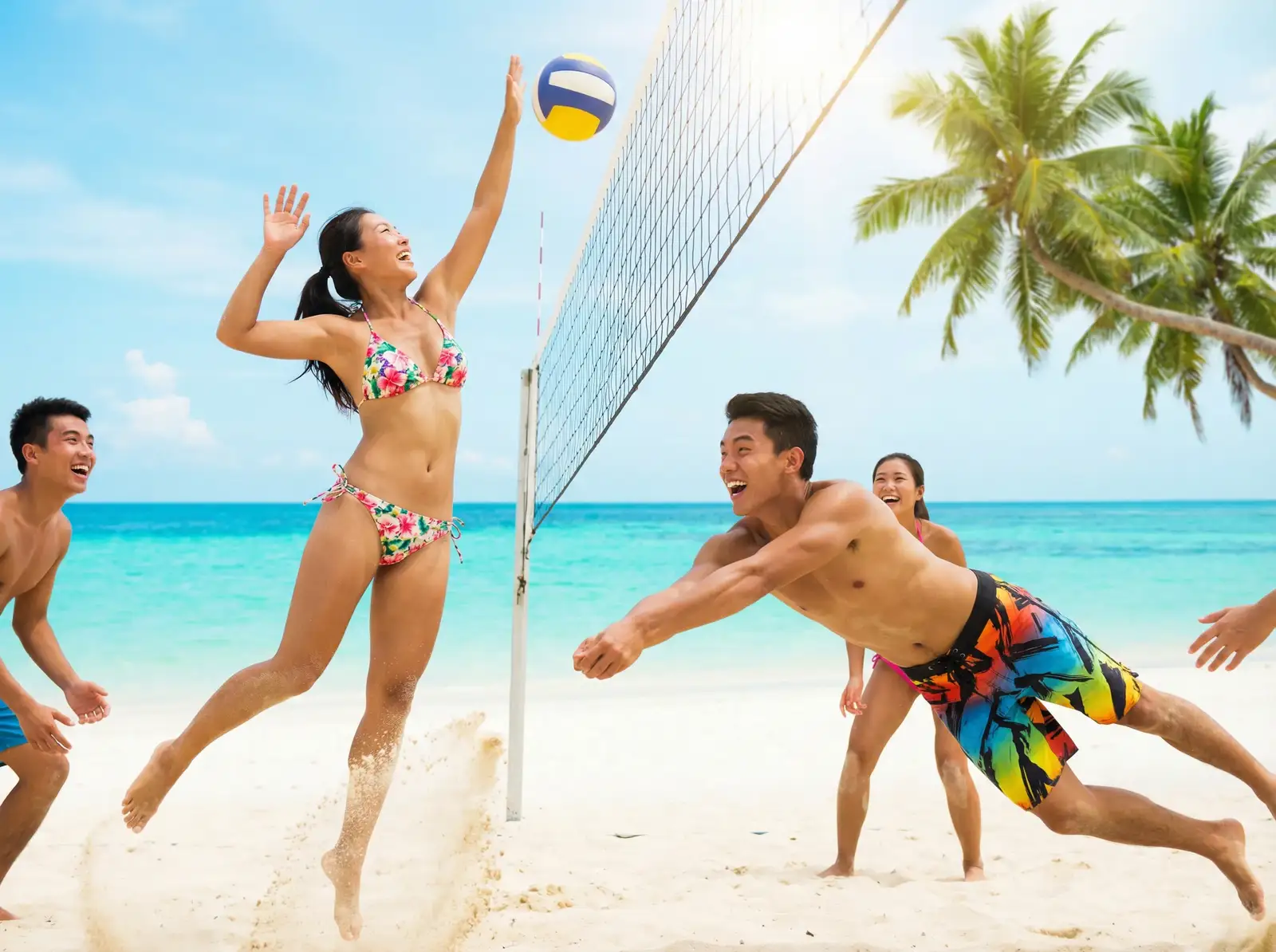 爱情岛论坛路线一二号路线 嘉宾们在海角沙滩上进行趣味运动