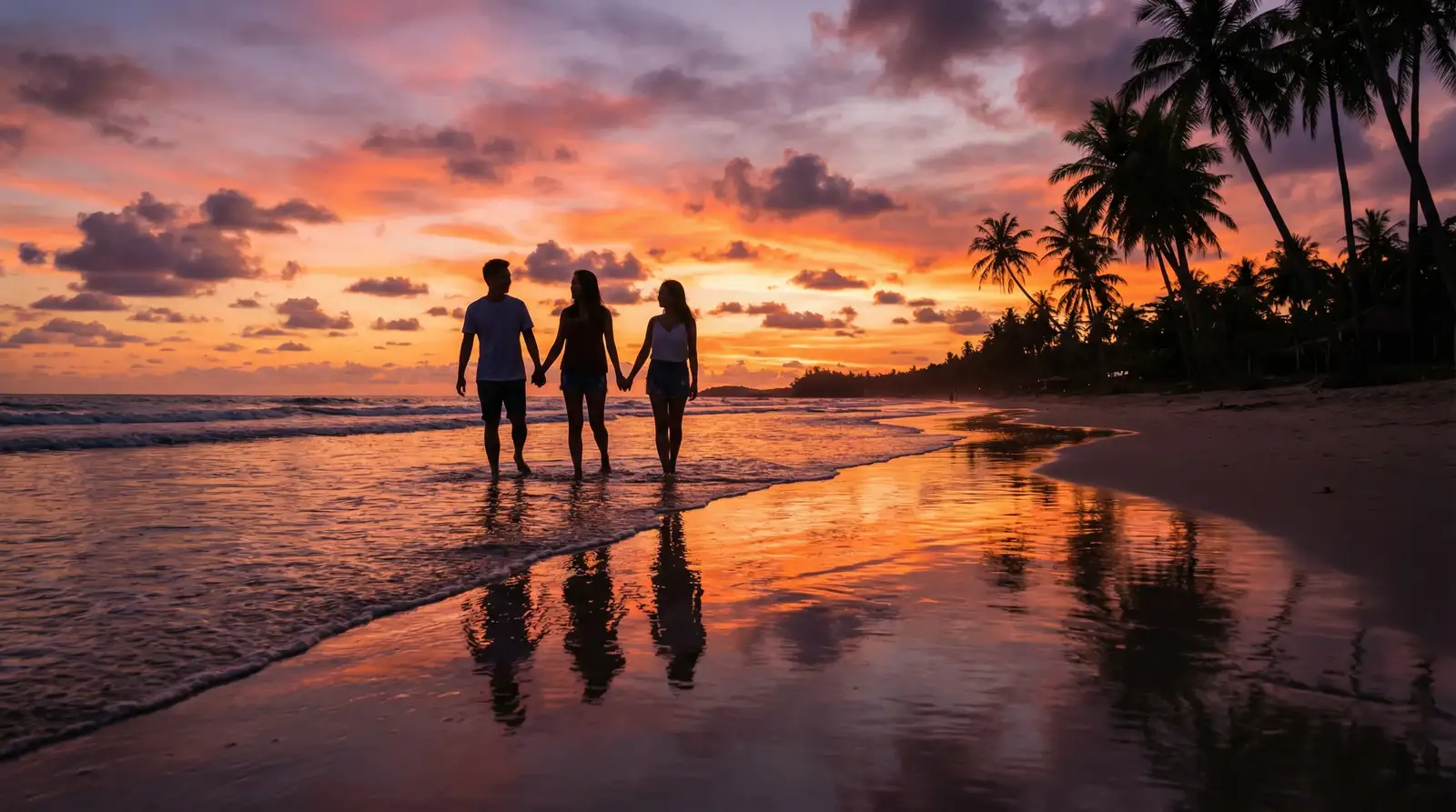 爱情岛论坛路线一二号路线 嘉宾在海角日落时分的浪漫剪影